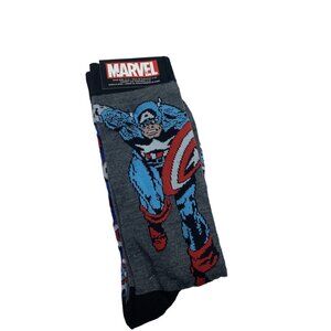Marvel Captain America Crew Adult Socks Shoe‎ Size 6-12 2 pk Comics Art NEW